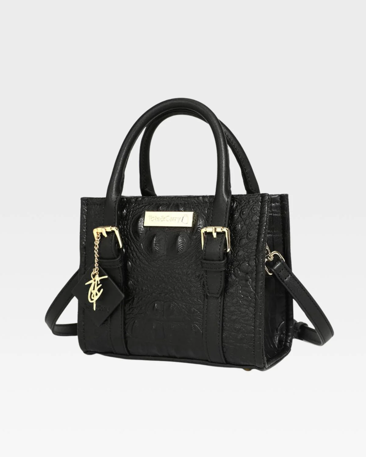 Statement Mini Tote Bag in Black - Image 3
