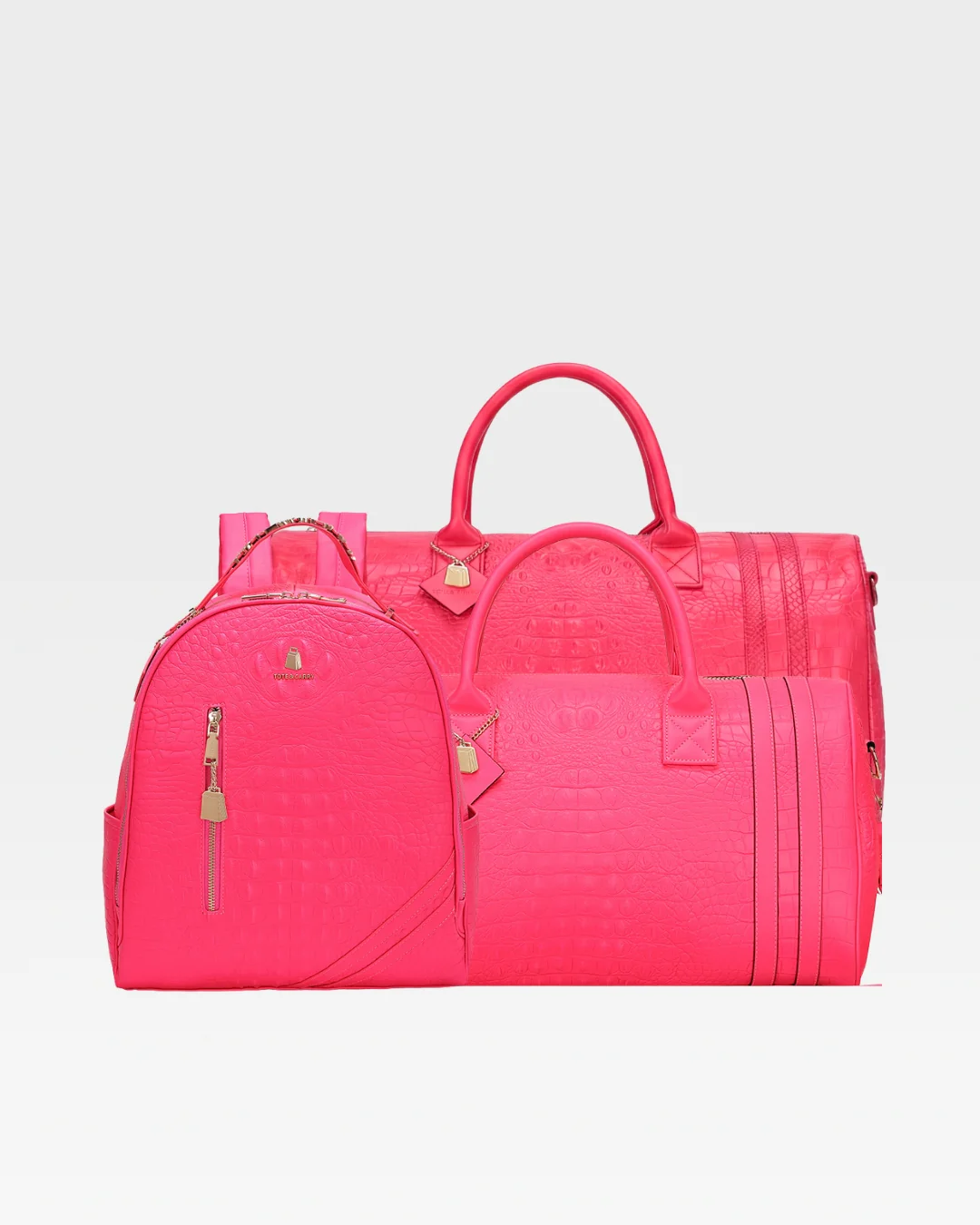 Statement Overnight Travel Set in Neon Pink - Image 17