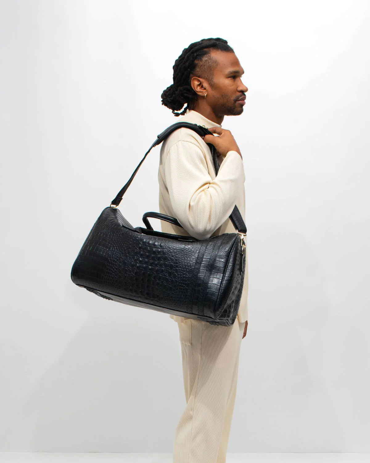 Statement Weekender Duffle Bag in Black - Image 7