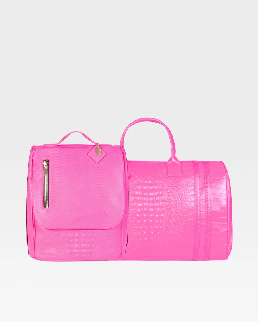Statement Weekender Travel Set in Neon Pink - Image 13
