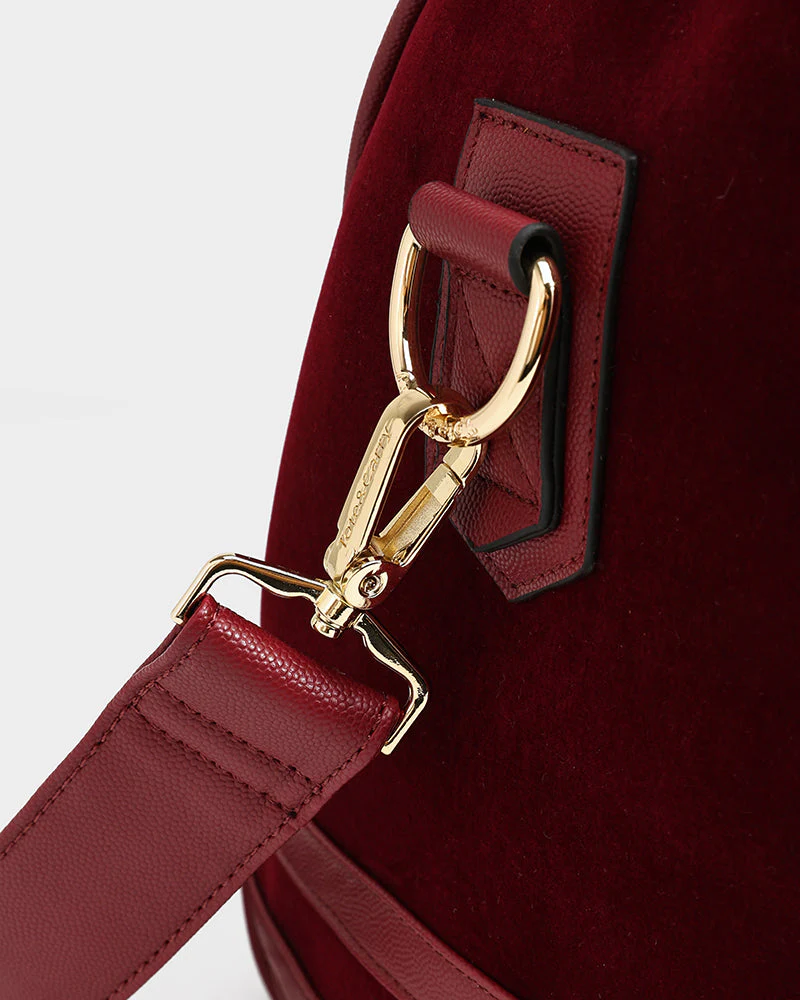 Velvet Luxe Duffle Bag in Burgundy - Image 9